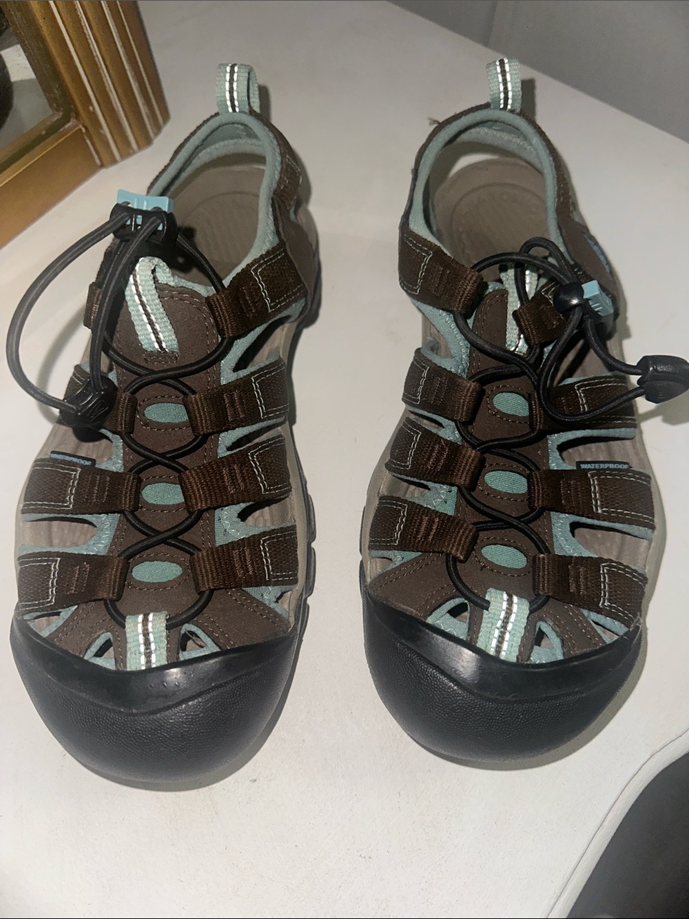 KEEN Waterproof Sport Sandals Brown Blue Women’s Size 8